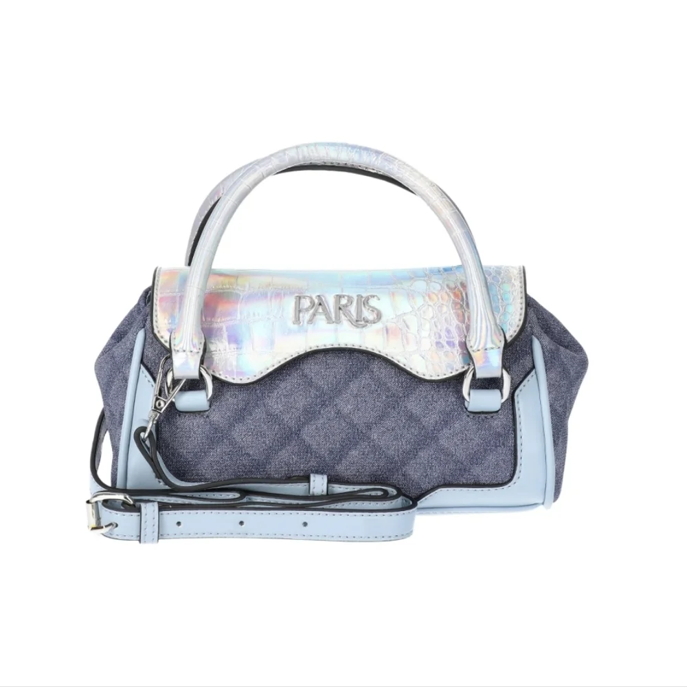 Paris Hilton Mason Mini Tote Crossbody Denim Holographic Iridescent NWT Easter